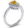 Citrine Ring: 1 Carat Pear Shape Citrine and Double Halo Diamond Ring In Sterling Silver Image-2