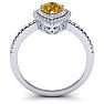 Citrine Ring: 1 Carat Pear Shape Citrine and Double Halo Diamond Ring In Sterling Silver Image-3