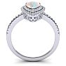 Opal Ring: 1 Carat Pear Shape Created Opal and Double Halo Diamond Ring In Sterling Silver Image-3