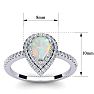 Opal Ring: 1 Carat Pear Shape Created Opal and Double Halo Diamond Ring In Sterling Silver Image-5