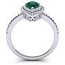 Emerald Ring: 1 Carat Pear Shape Created Emerald and Double Halo Diamond Ring In Sterling Silver Image-3