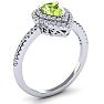 Peridot Ring: 1 Carat Pear Shape Peridot and Double Halo Diamond Ring In Sterling Silver Image-2