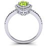 Peridot Ring: 1 Carat Pear Shape Peridot and Double Halo Diamond Ring In Sterling Silver Image-3