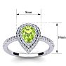Peridot Ring: 1 Carat Pear Shape Peridot and Double Halo Diamond Ring In Sterling Silver Image-5