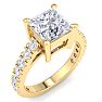 3 Carat Princess Cut Lab Grown Diamond Classic Engagement Ring In 14K Yellow Gold Image-2