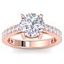 3 Carat Round Lab Grown Diamond Classic Engagement Ring In 14K Rose Gold Image-1