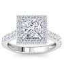 3 Carat Princess Cut Lab Grown Diamond Halo Engagement Ring In 14K White Gold Image-1
