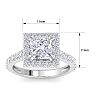 3 Carat Princess Cut Lab Grown Diamond Halo Engagement Ring In 14K White Gold Image-5
