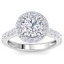 3 Carat Round Lab Grown Diamond Halo Engagement Ring In 14K White Gold Image-1