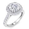 3 Carat Round Lab Grown Diamond Halo Engagement Ring In 14K White Gold Image-2