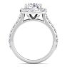 3 Carat Round Lab Grown Diamond Halo Engagement Ring In 14K White Gold Image-3