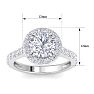 3 Carat Round Lab Grown Diamond Halo Engagement Ring In 14K White Gold Image-5