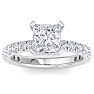 3 Carat Princess Cut Lab Grown Diamond Hidden Halo Engagement Ring In 14K White Gold Image-1