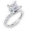 3 Carat Princess Cut Lab Grown Diamond Hidden Halo Engagement Ring In 14K White Gold Image-2