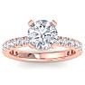 3 Carat Round Lab Grown Diamond Hidden Halo Engagement Ring In 14K Rose Gold Image-1