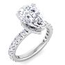 3 Carat Pear Shape Lab Grown Diamond Hidden Halo Engagement Ring In 14K White Gold Image-2