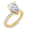 3 Carat Pear Shape Lab Grown Diamond Hidden Halo Engagement Ring In 14K Yellow Gold Image-2