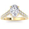 3 Carat Oval Shape Lab Grown Diamond Curved Engagement Ring In 14K Yellow Gold Image-1