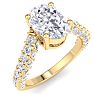 3 Carat Oval Shape Lab Grown Diamond Curved Engagement Ring In 14K Yellow Gold Image-2