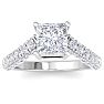 3 Carat Princess Cut Lab Grown Diamond Curved Engagement Ring In 14K White Gold Image-1