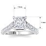 3 Carat Princess Cut Lab Grown Diamond Curved Engagement Ring In 14K White Gold Image-5