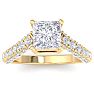 3 Carat Princess Cut Lab Grown Diamond Curved Engagement Ring In 14K Yellow Gold Image-1