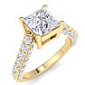 3 Carat Princess Cut Lab Grown Diamond Curved Engagement Ring In 14K Yellow Gold Image-2