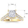 3 Carat Princess Cut Lab Grown Diamond Curved Engagement Ring In 14K Yellow Gold Image-5