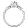 3 Carat Round Lab Grown Diamond Curved Engagement Ring In 14K White Gold Image-3