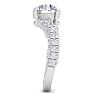3 Carat Round Lab Grown Diamond Curved Engagement Ring In 14K White Gold Image-4