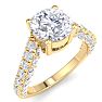3 Carat Round Lab Grown Diamond Curved Engagement Ring In 14K Yellow Gold Image-2