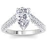 3 Carat Pear Shape Lab Grown Diamond Curved Engagement Ring In 14K White Gold Image-1