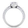 3 Carat Pear Shape Lab Grown Diamond Curved Engagement Ring In 14K White Gold Image-3