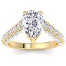 3 Carat Pear Shape Lab Grown Diamond Curved Engagement Ring In 14K Yellow Gold Image-1