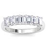 1 Carat Emerald Cut 7 Diamond Ring In 14 Karat White Gold Image-1