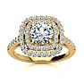 1 1/2 Carat Double Halo Moissanite Engagement Ring in 14k Yellow Gold  Image-1