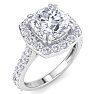 4 Carat Cushion Cut Lab Grown Diamond Halo Engagement Ring In 14K White Gold Image-2
