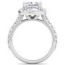 4 Carat Cushion Cut Lab Grown Diamond Halo Engagement Ring In 14K White Gold Image-3