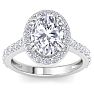 4 Carat Oval Shape Lab Grown Diamond Halo Engagement Ring In 14K White Gold Image-1