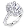 4 Carat Oval Shape Lab Grown Diamond Halo Engagement Ring In 14K White Gold Image-2