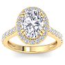 4 Carat Oval Shape Lab Grown Diamond Halo Engagement Ring In 14K Yellow Gold Image-1