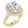 4 Carat Oval Shape Lab Grown Diamond Halo Engagement Ring In 14K Yellow Gold Image-2