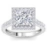 4 Carat Princess Cut Lab Grown Diamond Halo Engagement Ring In 14K White Gold Image-1