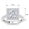 4 Carat Princess Cut Lab Grown Diamond Halo Engagement Ring In 14K White Gold Image-5