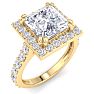 4 Carat Princess Cut Lab Grown Diamond Halo Engagement Ring In 14K Yellow Gold Image-2