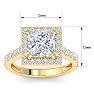 4 Carat Princess Cut Lab Grown Diamond Halo Engagement Ring In 14K Yellow Gold Image-5