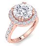 4 Carat Round Lab Grown Diamond Halo Engagement Ring In 14K Rose Gold Image-2