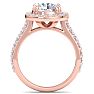 4 Carat Round Lab Grown Diamond Halo Engagement Ring In 14K Rose Gold Image-3