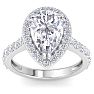 4 Carat Pear Shape Lab Grown Diamond Halo Engagement Ring In 14K White Gold Image-1