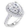 4 Carat Pear Shape Lab Grown Diamond Halo Engagement Ring In 14K White Gold Image-2